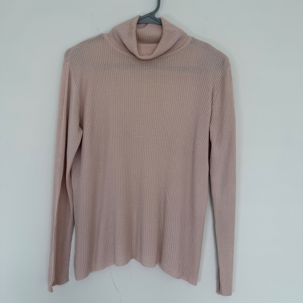 Nordstrom Women's Silk Blend Turtleneck Sweater Blush Pink Small Base Layer